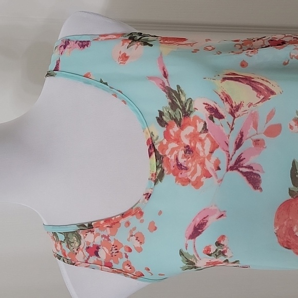 Forever 21 Light Blue Floral High Low Hem Tie Back Sheer Sleeveless Blouse - Picture 2 of 12